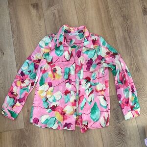 Zara Pink Floral Button-Up Shirt